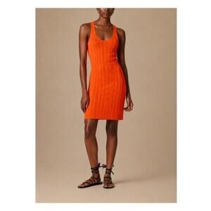Ralph Lauren Orange Cable Knit Sleeveless Dress Women's M 100%‎ Silk Chic Casual